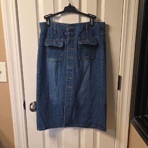 Denim Button-Front Skirt